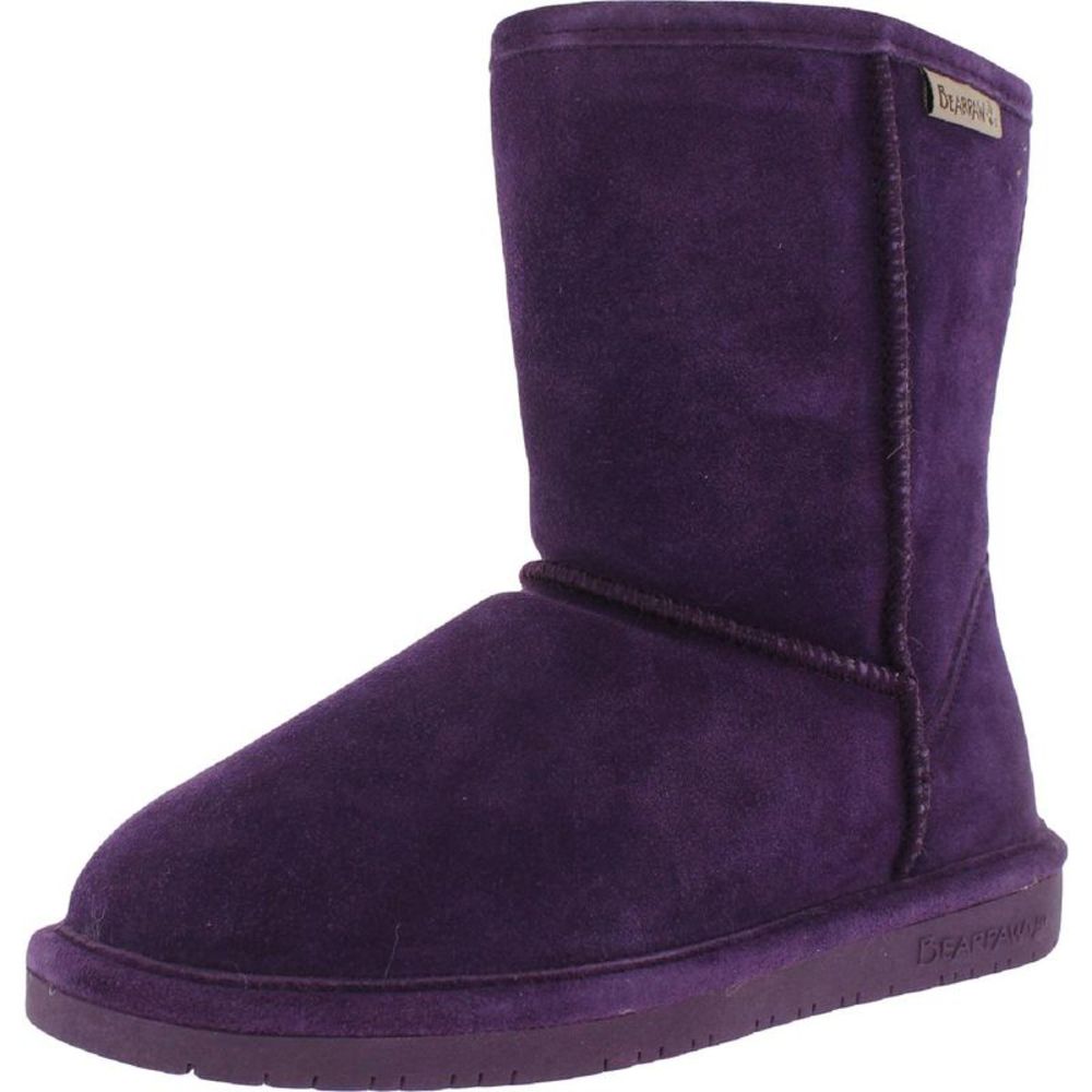 Bearpaw Girls Purple Suede Lined Pull On Ankle Boots Shoes NWT